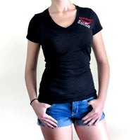 Introducing the Flirty Smile V-Neck Bling T-Shirt: Sparkle with Style and Radiate Confidence!