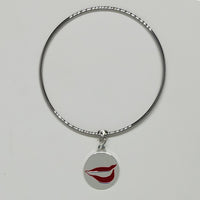 Introducing the Smile Charm Bangle Bracelet with Swarovski Crystal: Where Elegance Meets Happiness!