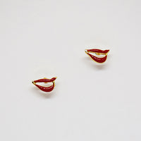 Smile Red Enamel lips in gold