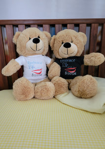 16-Inch Embroidered Eye Teddy Bear with T-Shirt - Your Big, Cuddly Friend