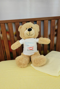 16-Inch Embroidered Eye Teddy Bear with T-Shirt - Your Big, Cuddly Friend