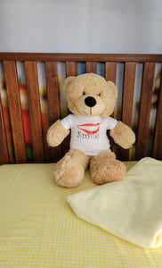 16-Inch Embroidered Eye Teddy Bear with T-Shirt - Your Big, Cuddly Friend