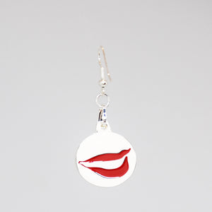 Smile Charm Earrings in silver front detail
