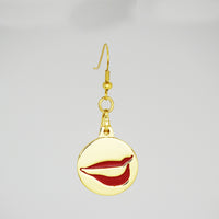 Smile Charm earring in gold front detail

