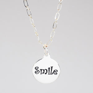 Smile Charm necklace in PermaSilver back detail
