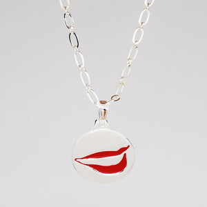 Smile Charm necklace in PermaSilver front detail