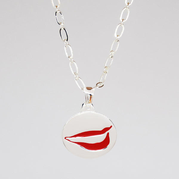 Smile Charm necklace in PermaSilver front detail