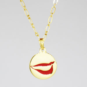 Smile Charm necklace in PermaGold front detail