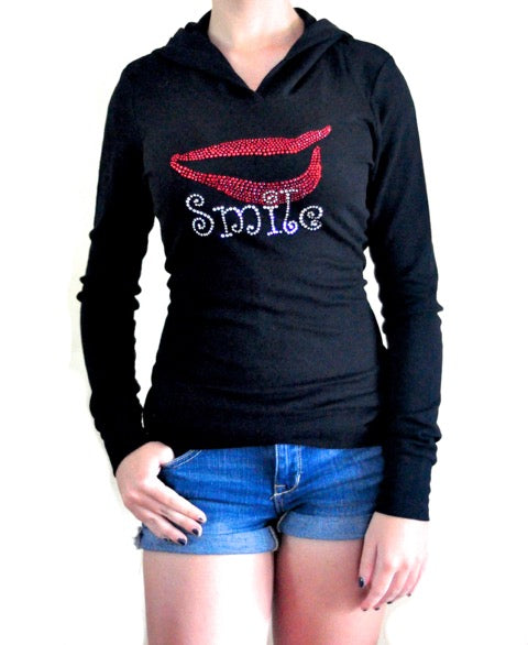 Introducing the Flirty Smile V-Neck Bling T-Shirt: Sparkle with Style