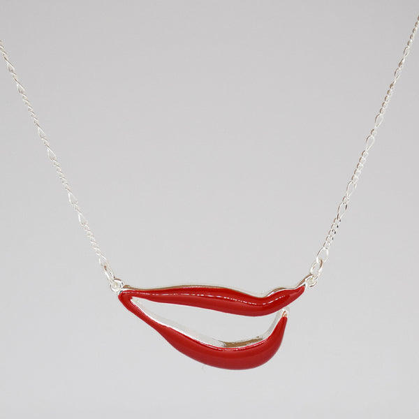 Sylvia Bennett signature lips pendant with PermaSilver Chain