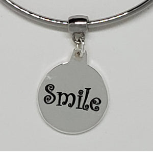 Introducing the Smile Charm Bangle Bracelet with Swarovski Crystal: Where Elegance Meets Happiness!